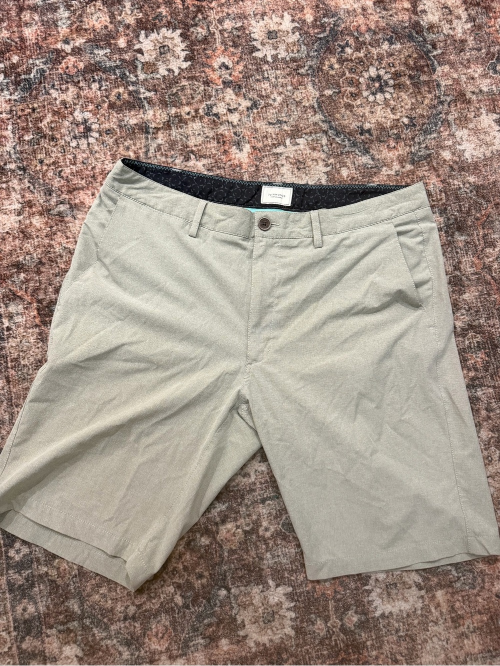 Men's khaki colored 7 Diamonds shorts performance shorts